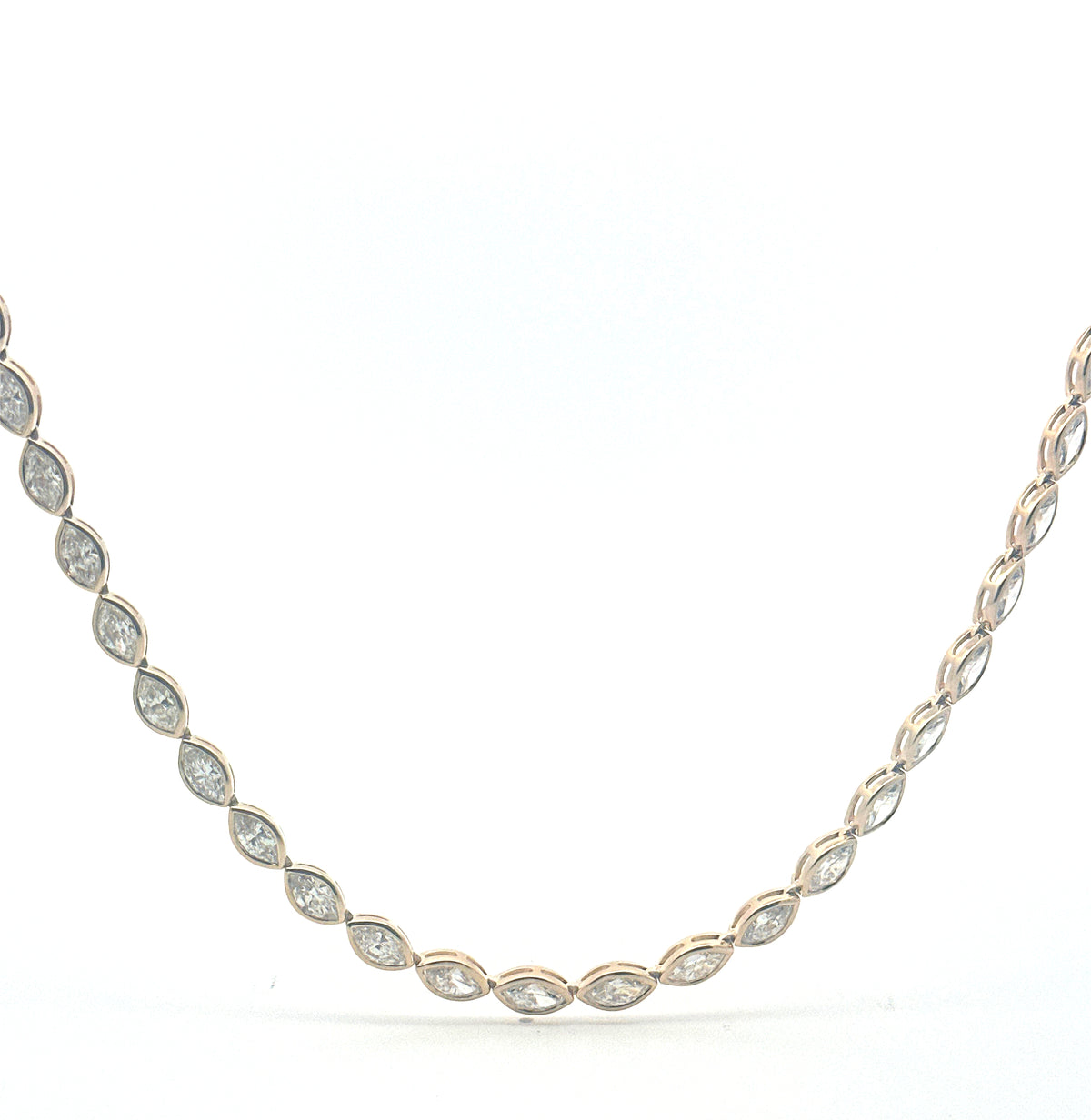 Bezel Set Marquise Diamond Tennis Necklace in 14K Yellow Gold