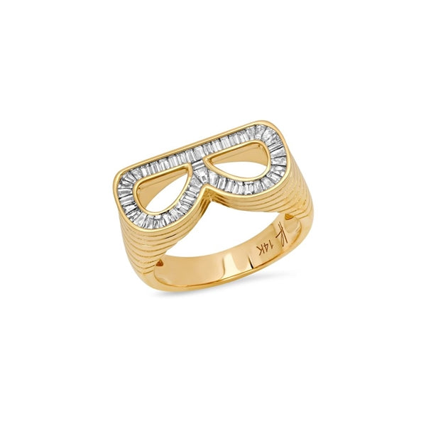 Helena Rose "B" Diamond Initial Ring in 14K Yellow Gold, Size 7