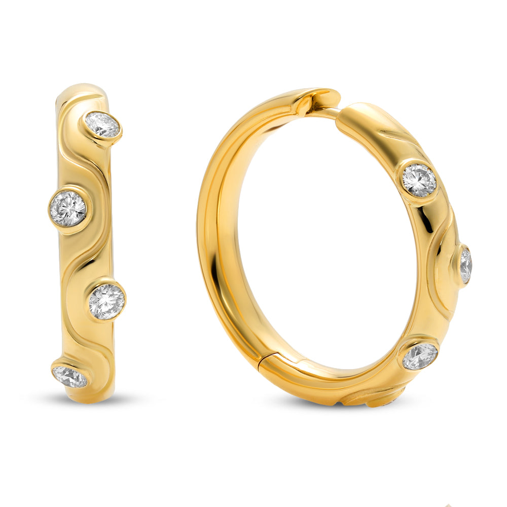 Mark Henry Diamond Riva Crest Hoops in 18K Yellow Gold