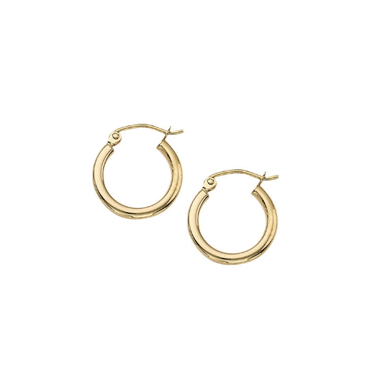 2X15MM Hollow Hoop Earrings in 14K Yellow Gold