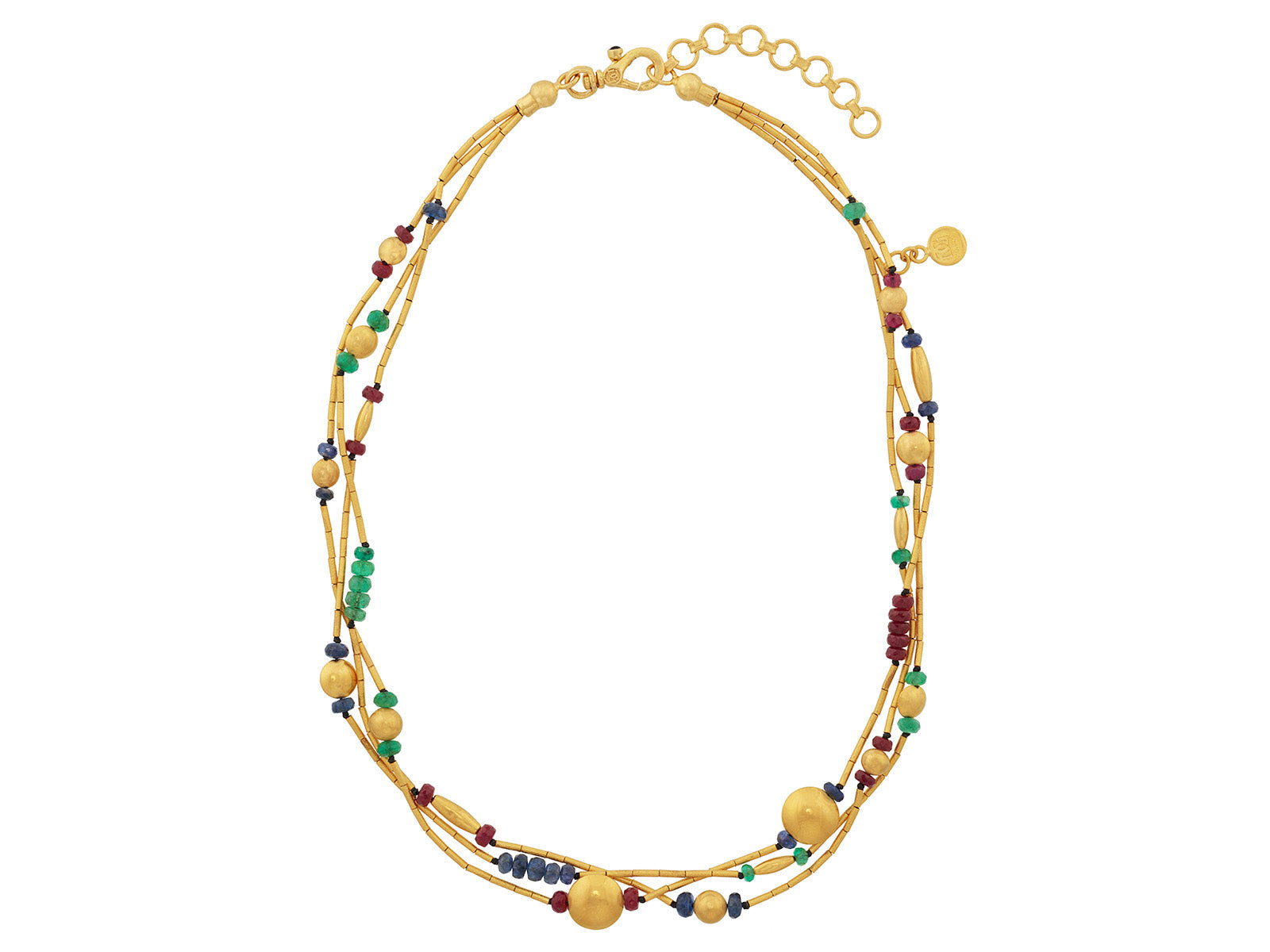Gurhan Rain Multi-Stone Triple Strand Beaded Necklace in 24K Yellow Gold