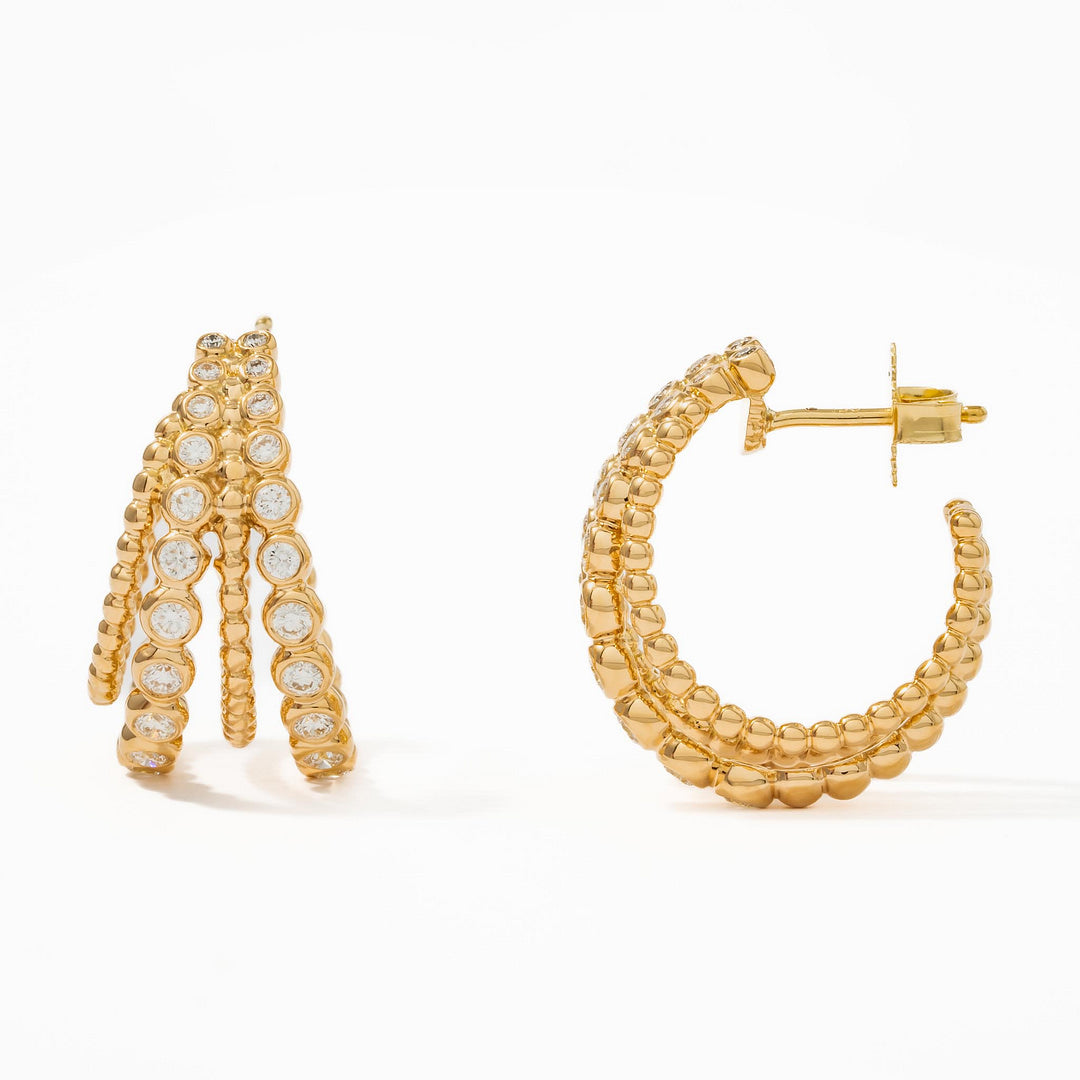 Gumuchian Nutmeg 4 Row Hoop Earrings in 18K Yellow Gold