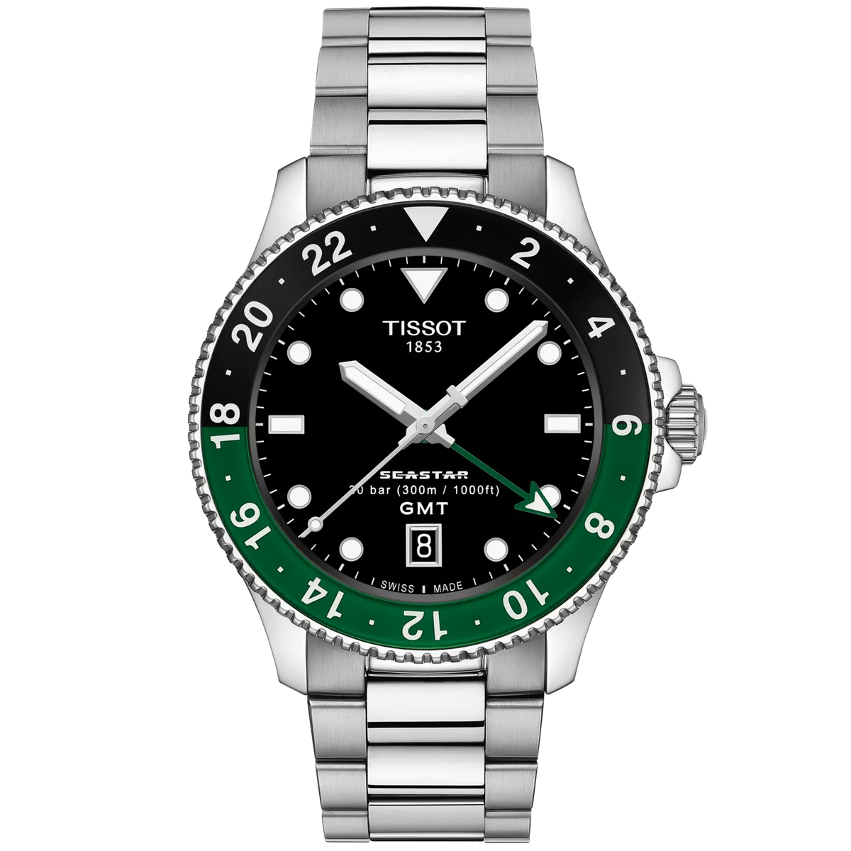 Tissot Seastar 1000 GMT Black & Green Bezel Watch T1208521105100
