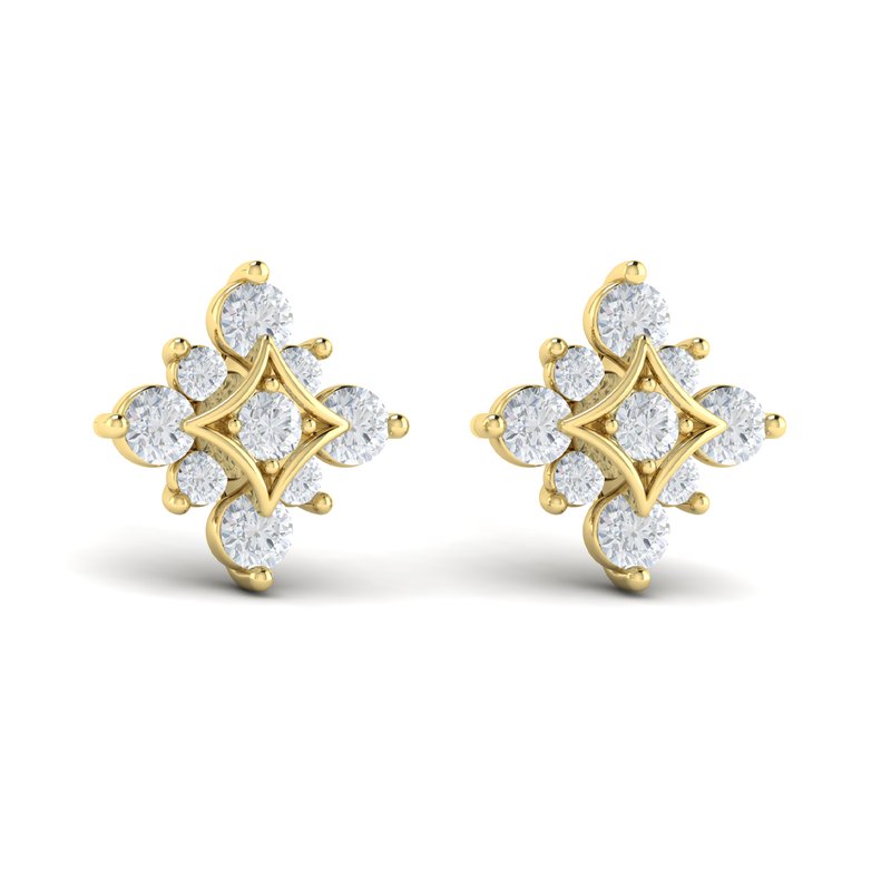 Floating Diamond Star Stud Earrings in 14K Yellow Gold