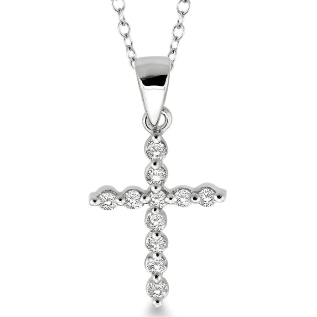 Diamond Cross Pendant Necklace in Sterling Silver