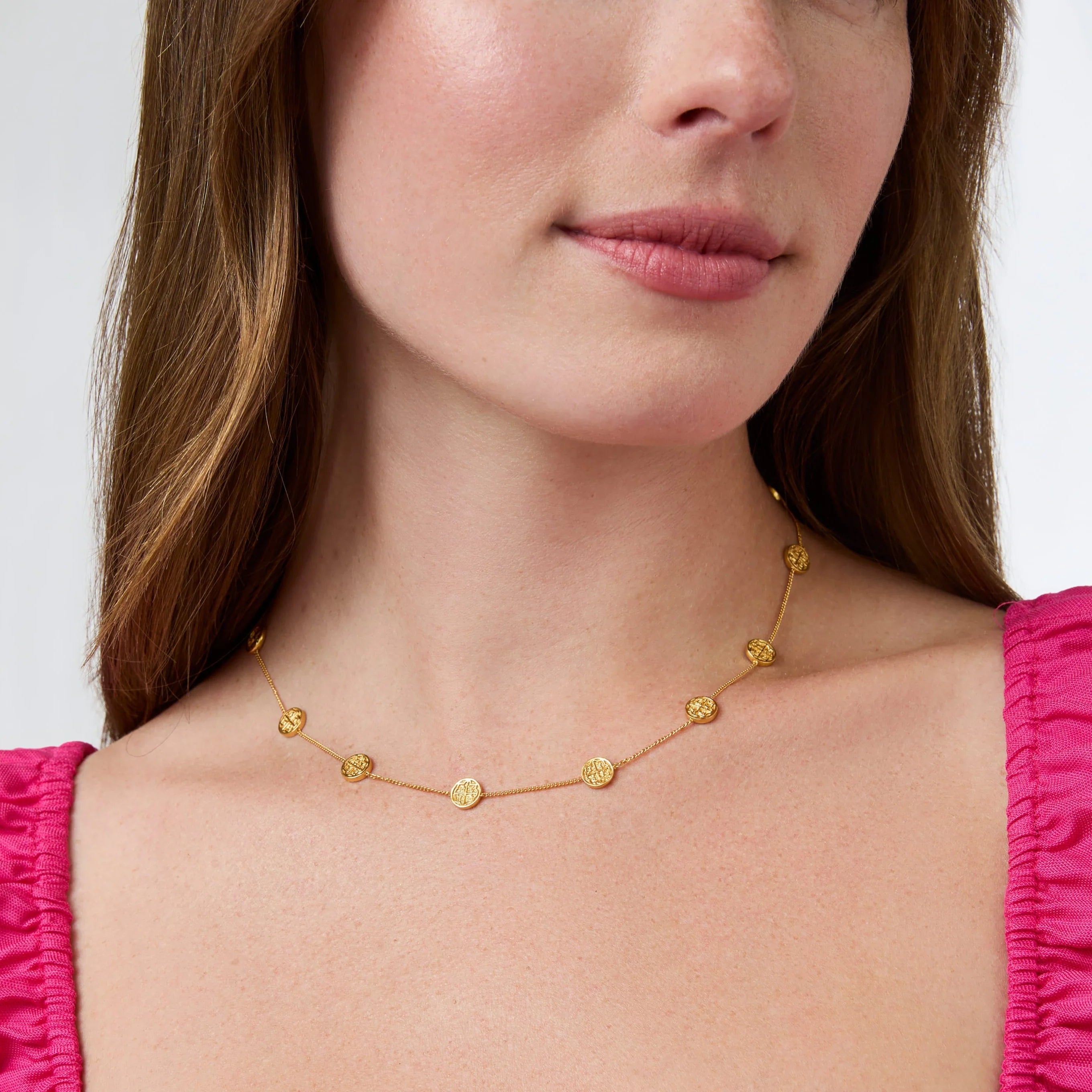 Julie Vos Valencia Coin Delicate Station Necklace