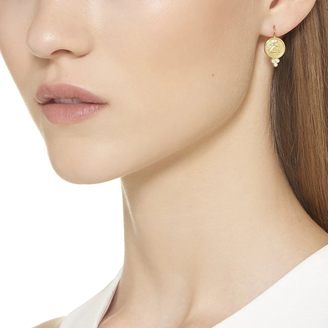 Temple St. Clair Angel Earrings in 18K Yellow Gold