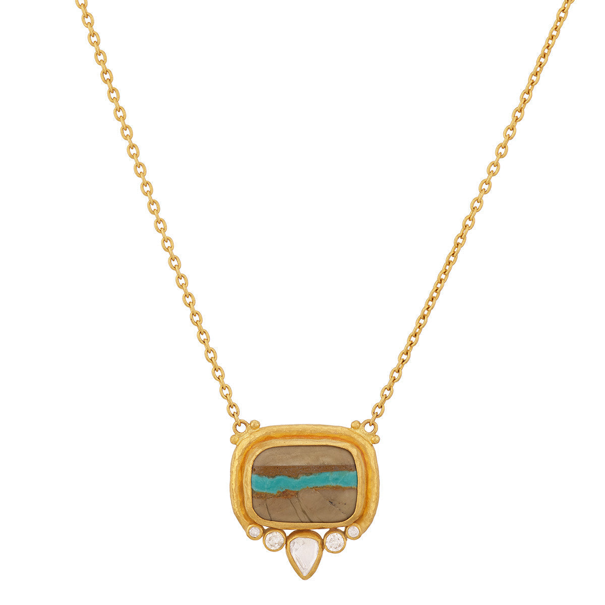 Gurhan Muse Turquoise Diamond Pendant Necklace in 24K Yellow Gold
