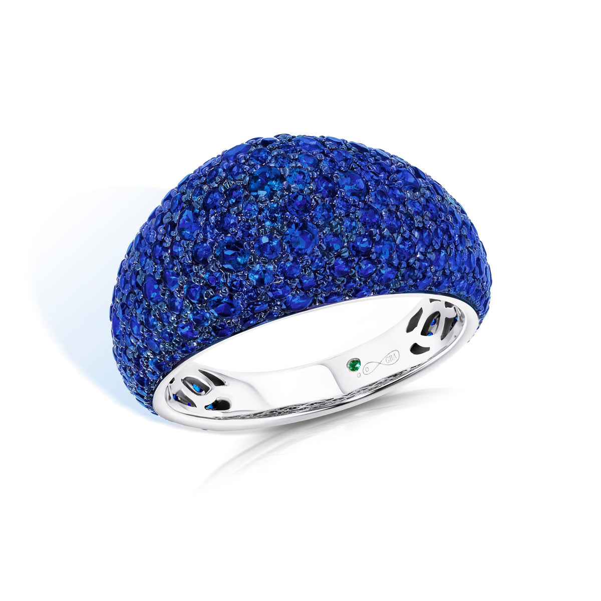 Graziela Blue Sapphire Bahia Ring in 18K White Gold, Size 7