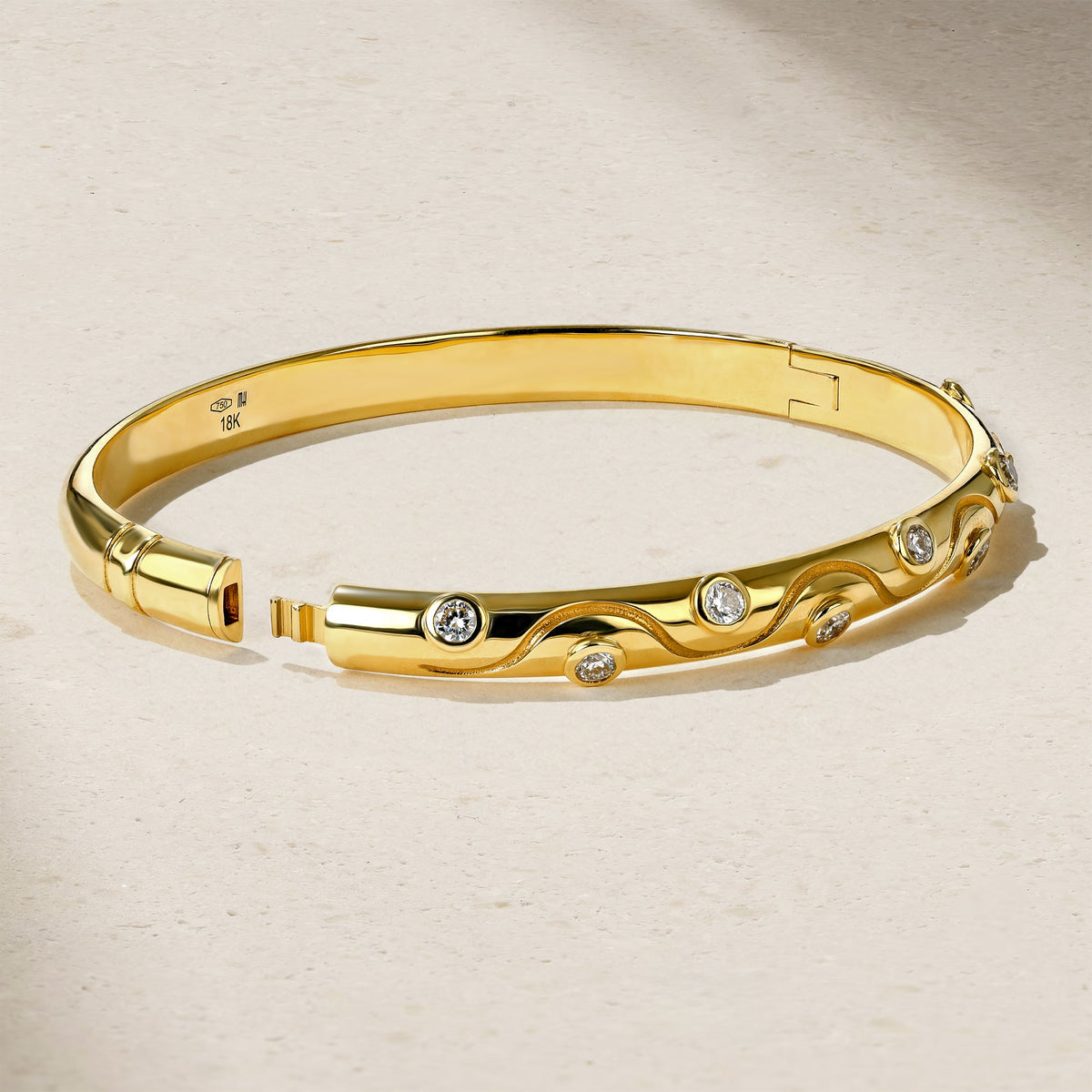 Mark Henry Diamond Riva Crest Bangle in 18K Yellow Gold