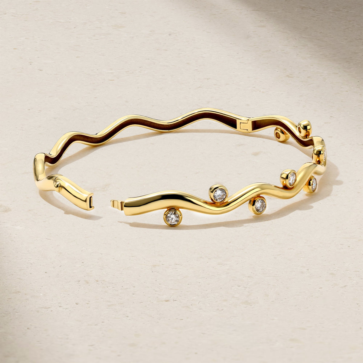 Mark Henry Diamond Riva Wavy Bangle in 18K Yellow Gold