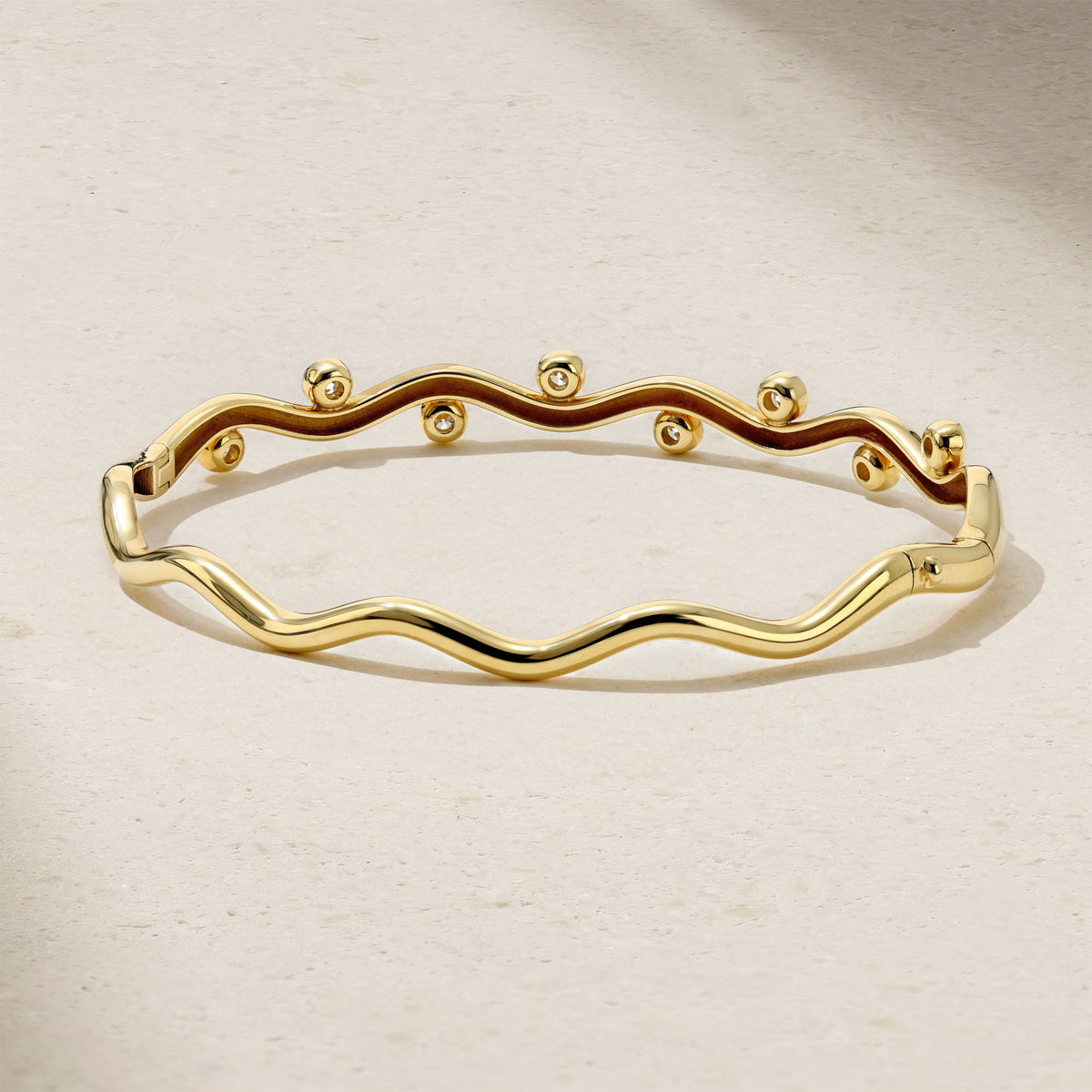 Mark Henry Diamond Riva Wavy Bangle in 18K Yellow Gold