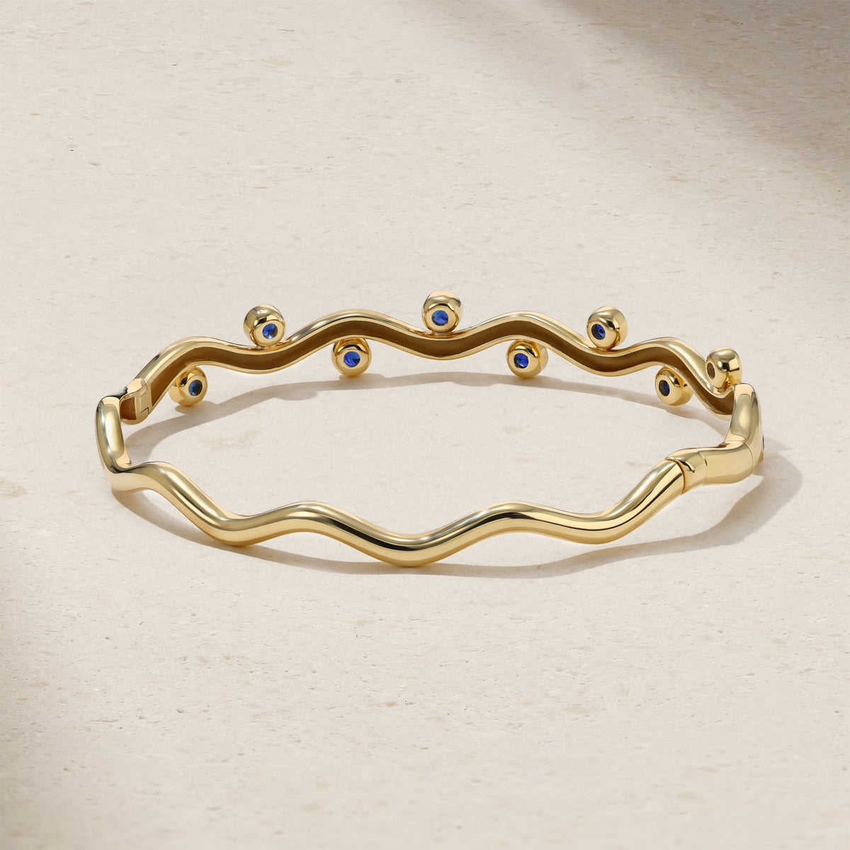 Mark Henry Sapphire Riva Wavy Bangle in 18K Yellow Gold