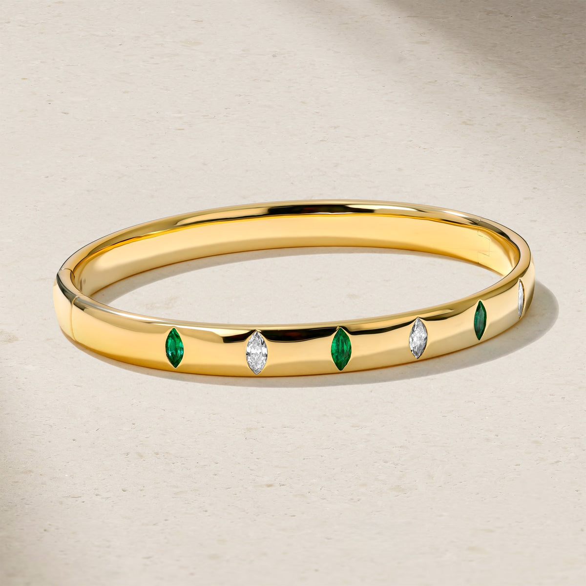 Mark Henry Diamond & Emerald Guardian Bangle in 18K Yellow Gold