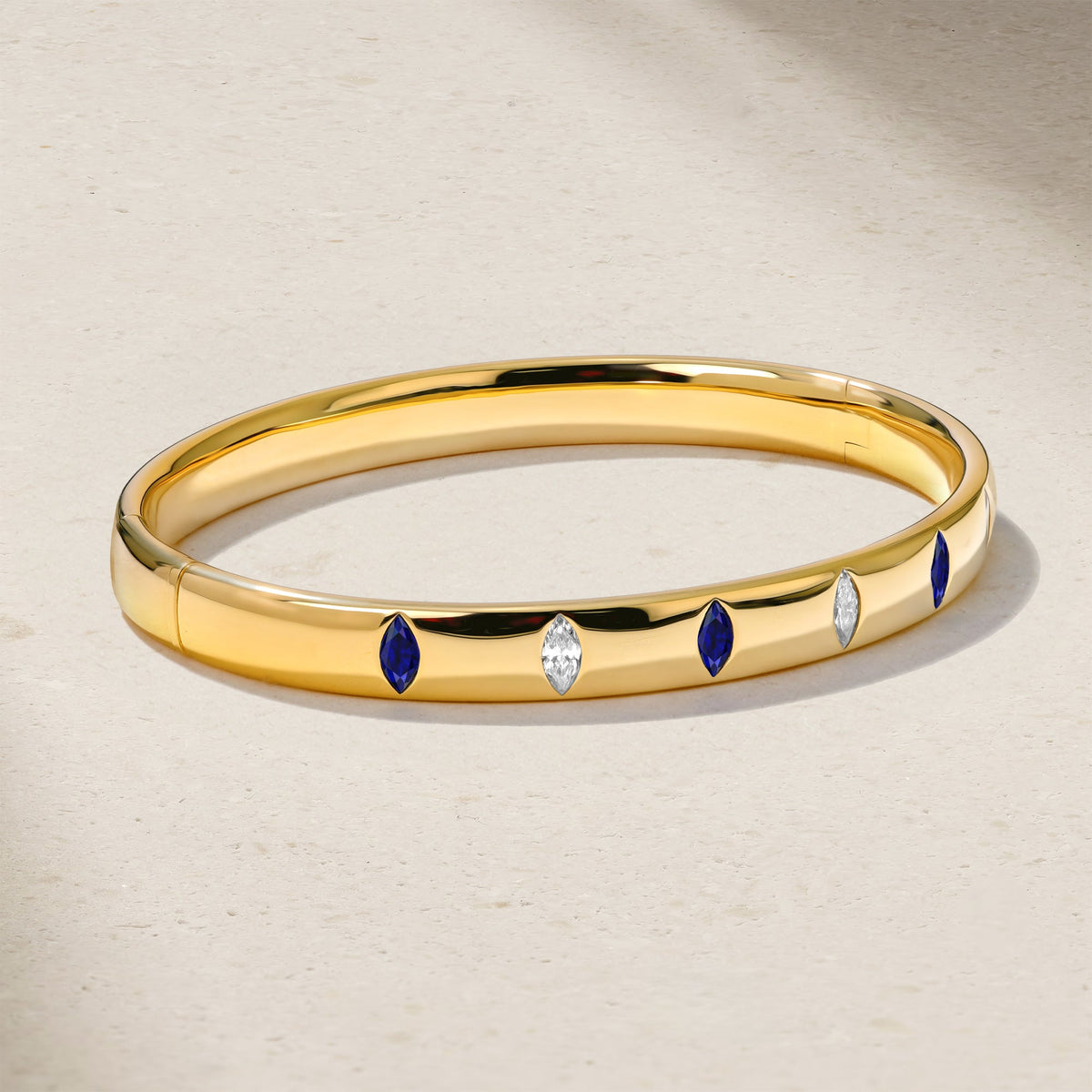 Mark Henry Diamond & Sapphire Guardian Bangle in 18K Yellow Gold