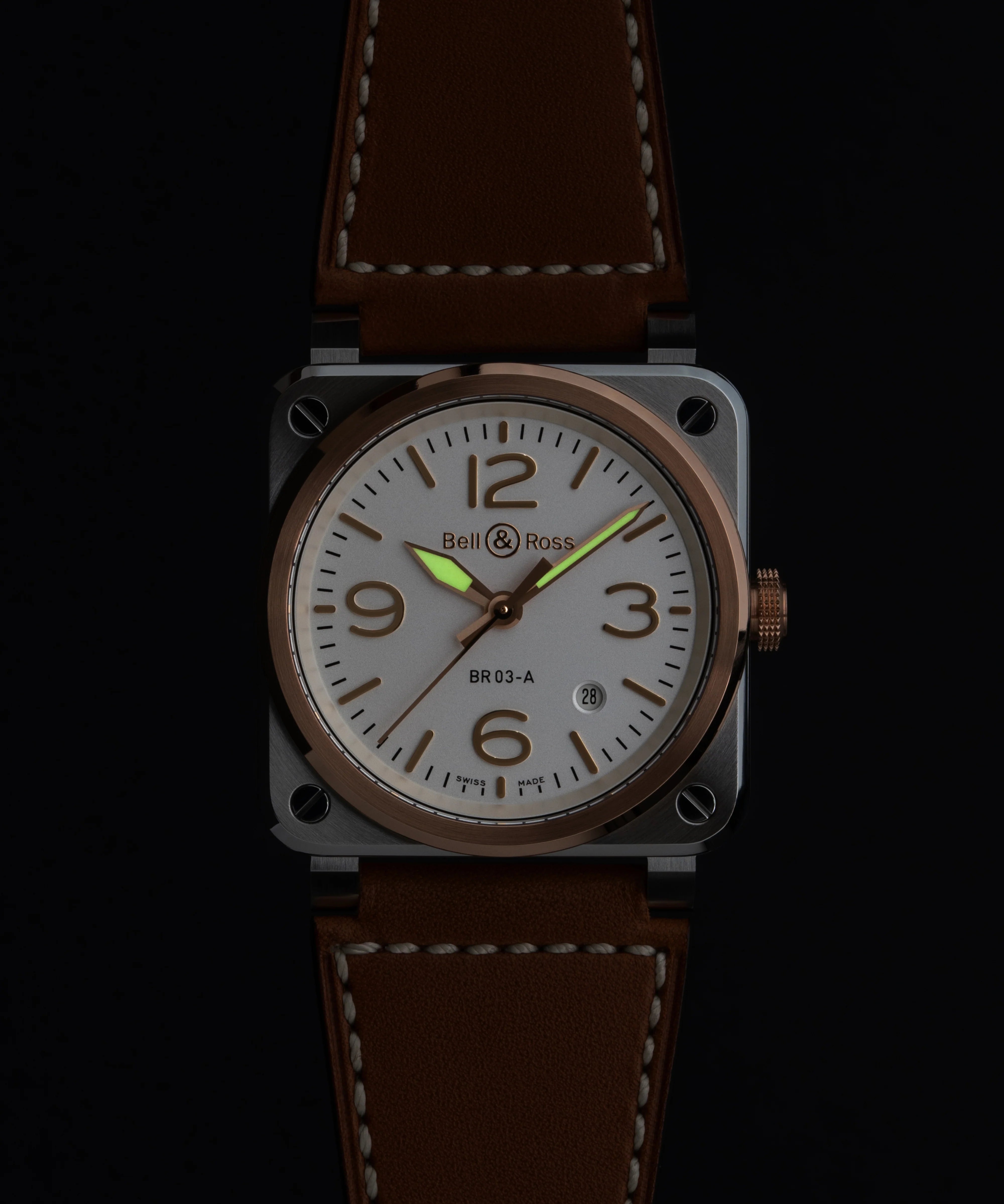 Bell & Ross BR-03 White Steel & Gold Watch