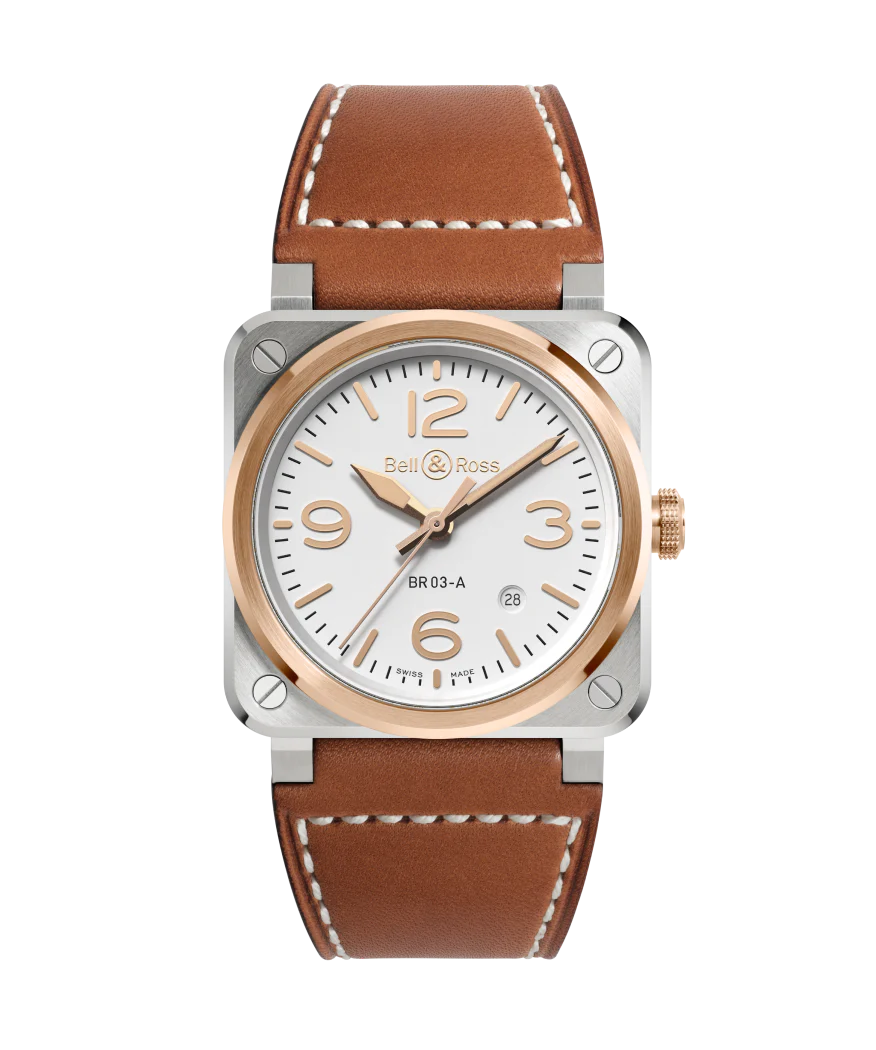 Bell & Ross BR-03 White Steel & Gold Watch