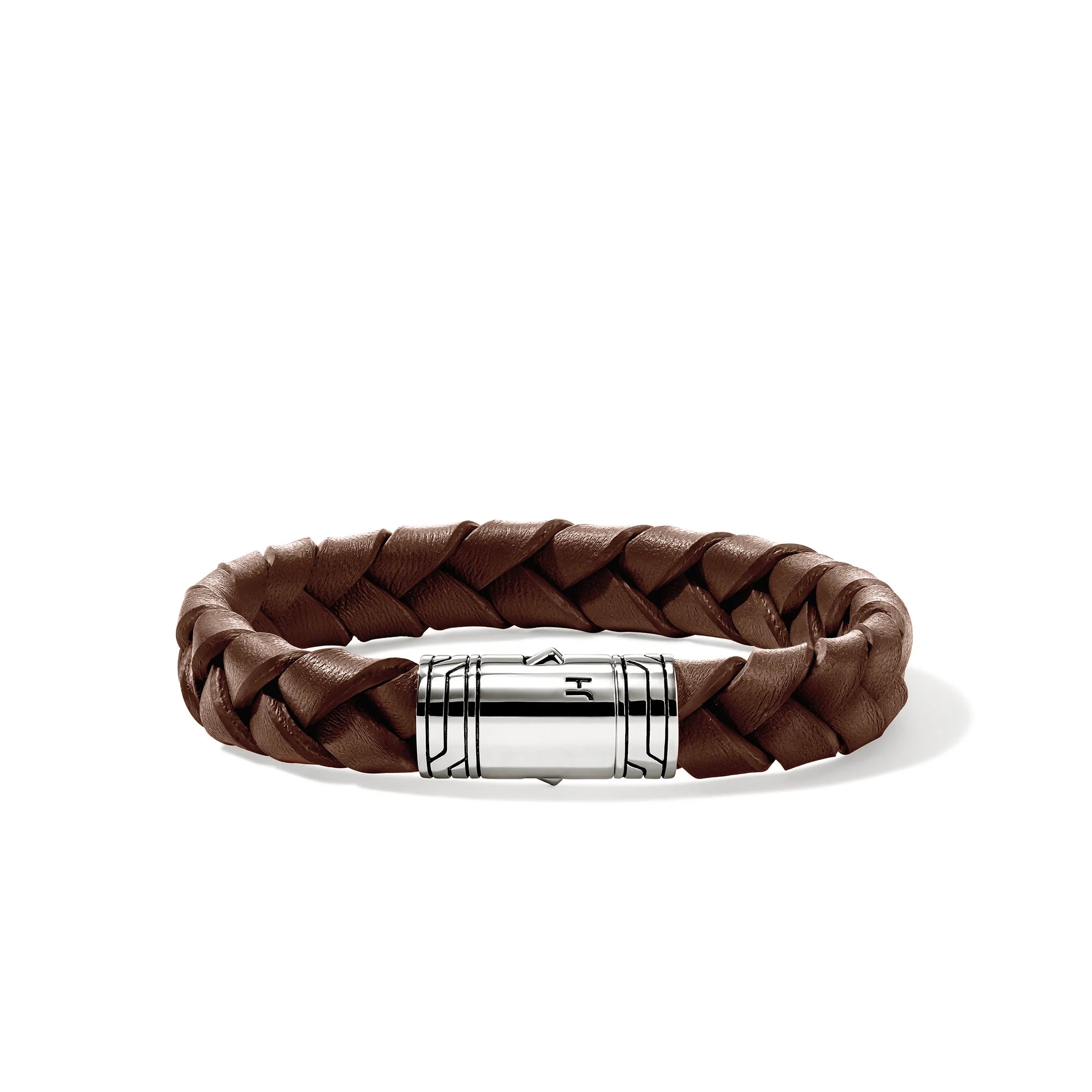 John Hardy Men's Braided Brown Leather Bracelet in Sterling Silver