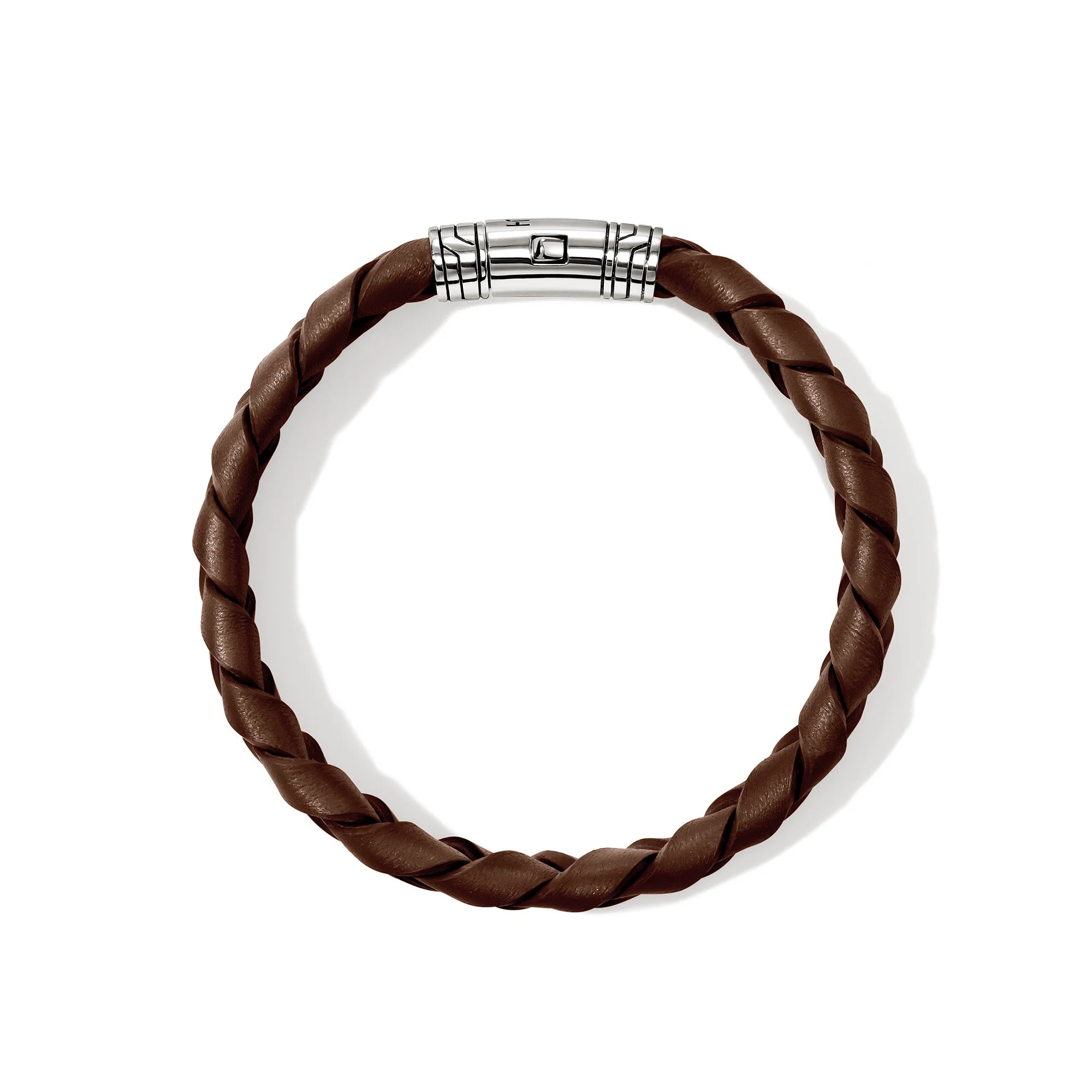 John Hardy Men's Braided Brown Leather Bracelet in Sterling Silver