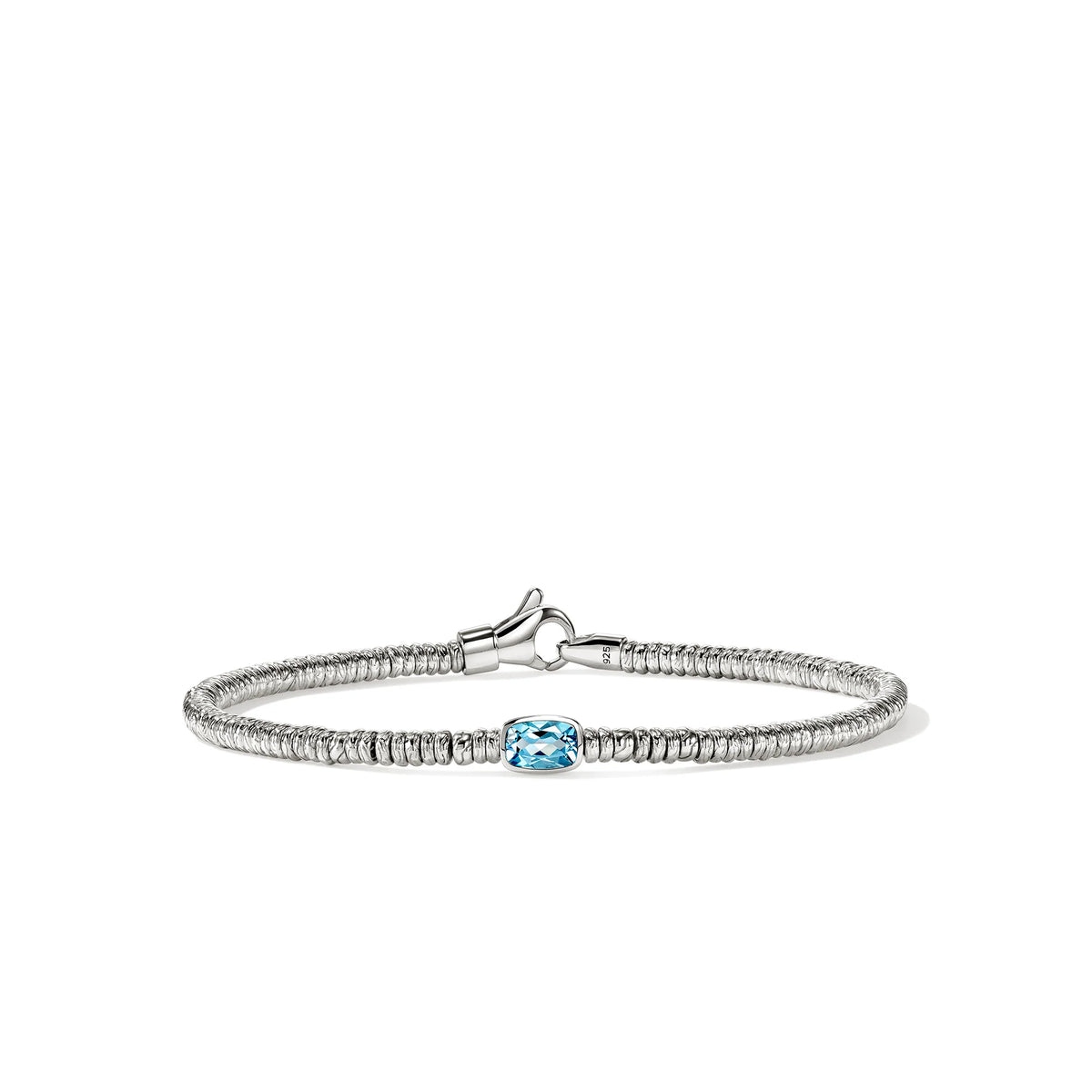 John Hardy Heishi Blue Topaz Beaded Station Bracelet in Sterling Silver
