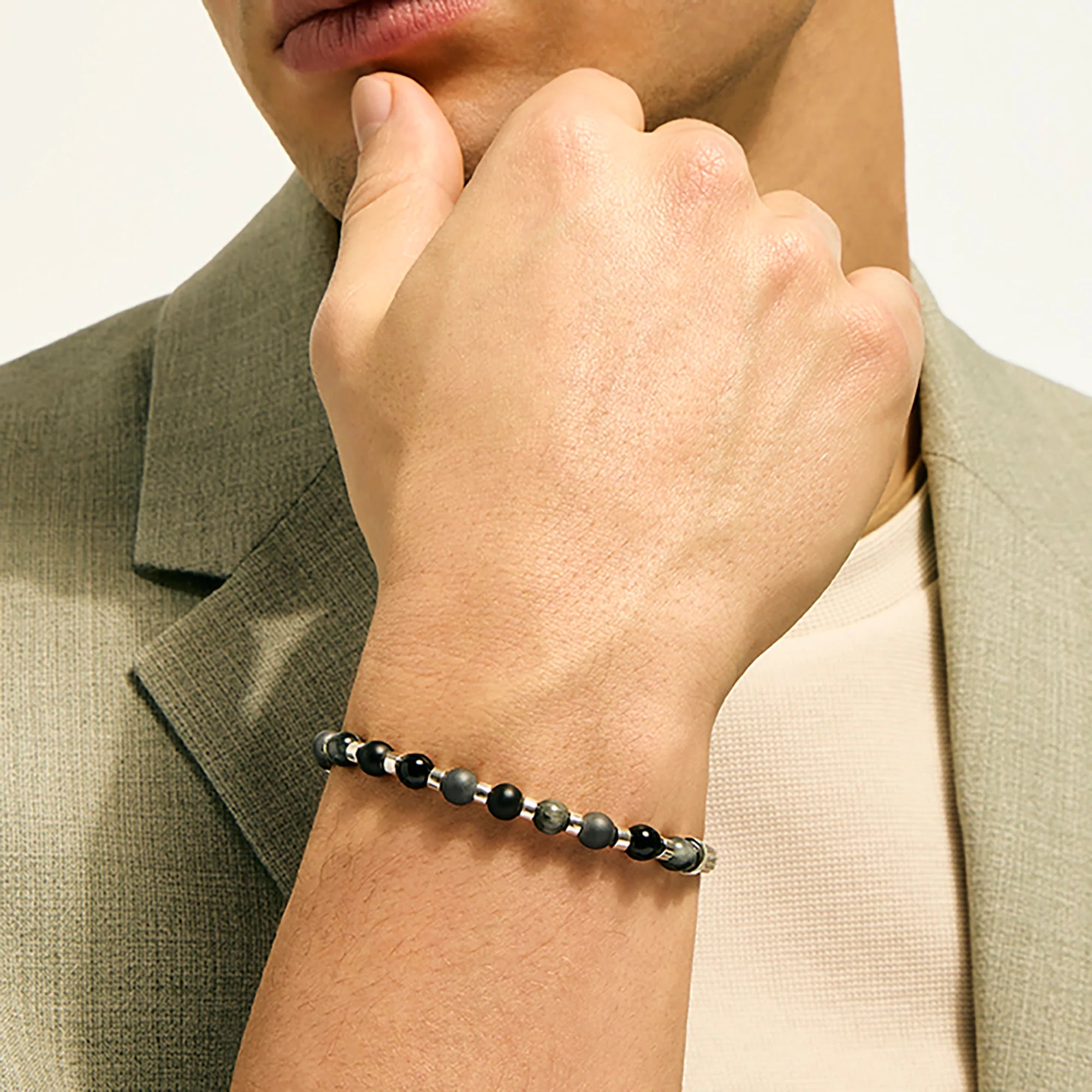 John Hardy Men's Black Onyx & Hematite Beaded Bracelet in Sterling Silver