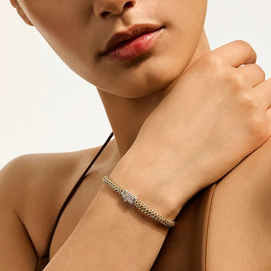 John Hardy Diamond Icon Bracelet in 14K Yellow Gold & Sterling Silver, 5MM