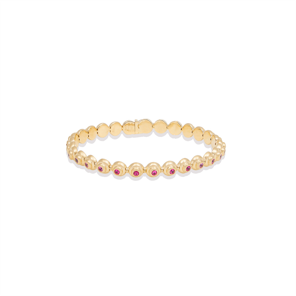 Campbell + Charlotte Evolve Pink & Orange Sapphire Link Bracelet in 14K Yellow Gold