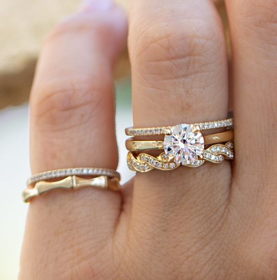 Bamboo Textured Ring in 14K Yellow Gold, Size 7