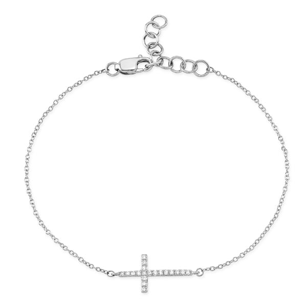 Diamond Cross Bracelet in 14K White Gold