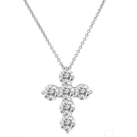 Diamond Cross Pendant Necklace in 14K White Gold