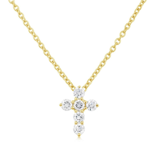 Diamond Cross Pendant Necklace in 14K Yellow Gold