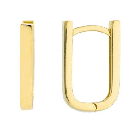 U-Shaped Huggie Hoop Earrings in 14K Yellow Gold