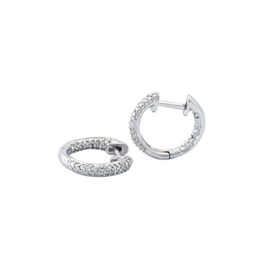 Pave Diamond Huggie Earrings in Sterling Silver