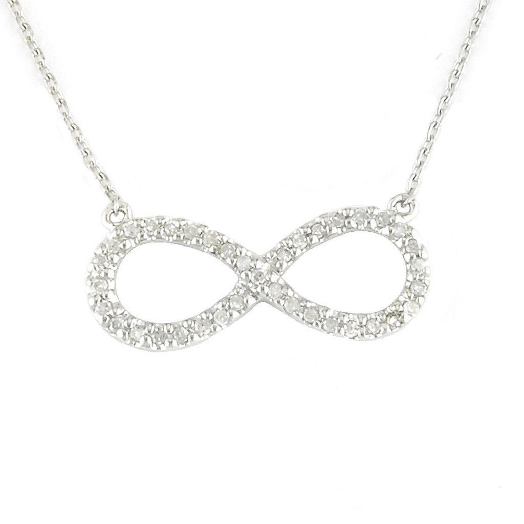 Diamond Pave Infinity Pendant Necklace in Sterling Silver