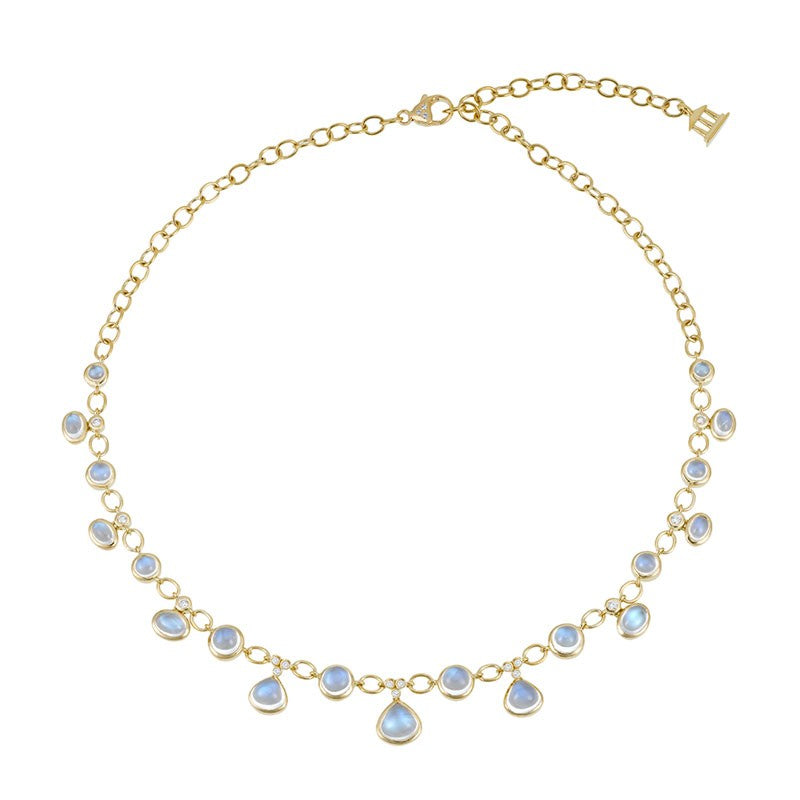Temple St. Clair Blue Moonstone Theo Necklace in 18K Yellow Gold
