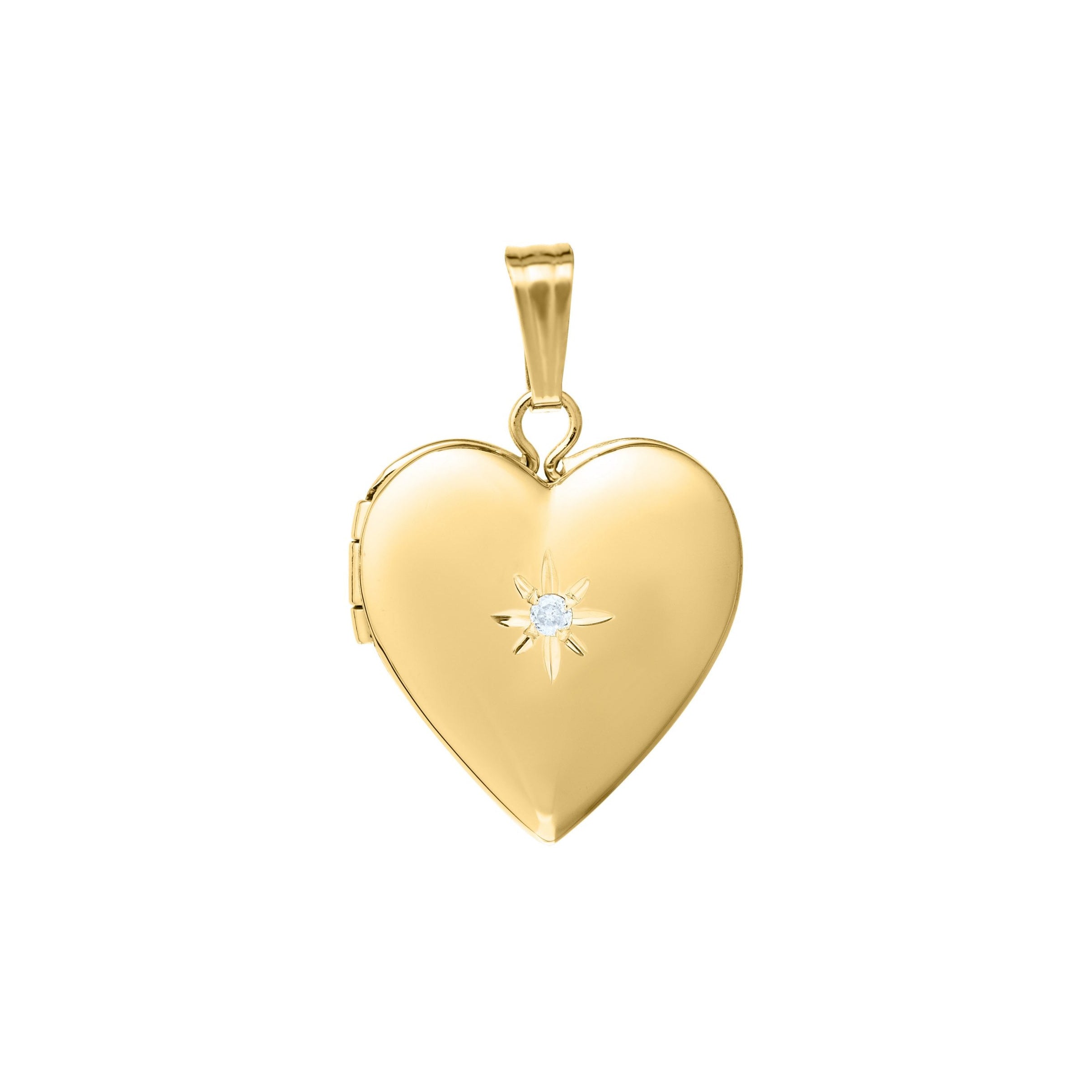 Children's Diamond Heart Locket Necklace in 14K Yellow Gold