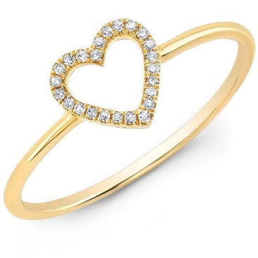 Diamond Open Heart Ring in 14K Yellow Gold, Size 6.5