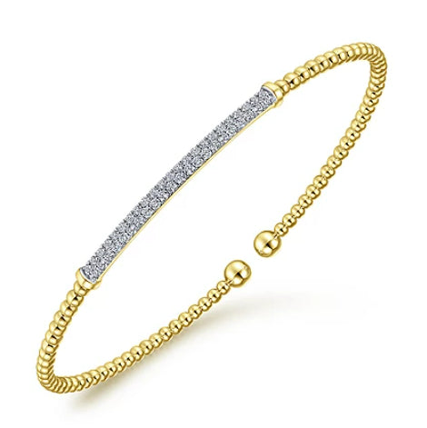 Bujukan Diamond Bar Split Bangle in 14K Yellow Gold