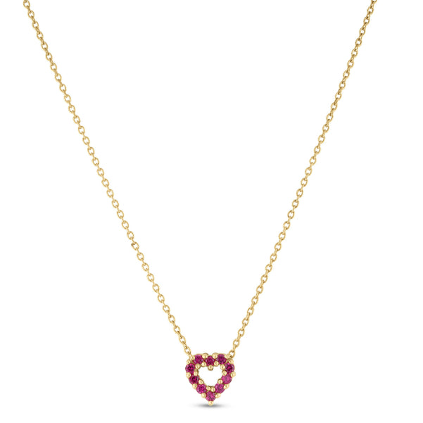 Roberto Coin Tiny Treasures Ruby Heart Necklace in 18K Yellow Gold, 17" Length