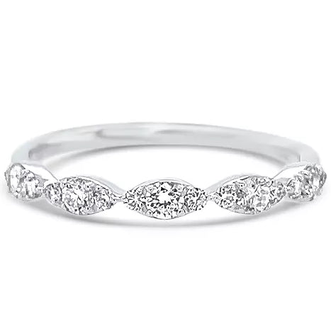 Marquise Shaped Diamond Band in 14K White Gold, Size 7