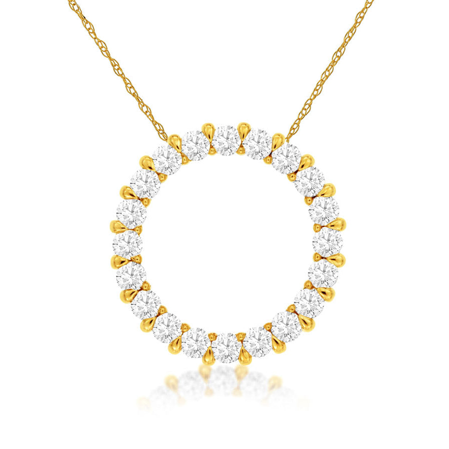 Diamond Circle Pendant Necklace in 14K Yellow Gold