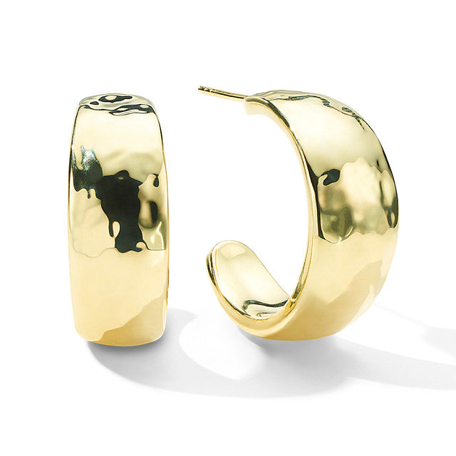 Ippolita Classico Hammered Hoop Earrings in Yellow Gold