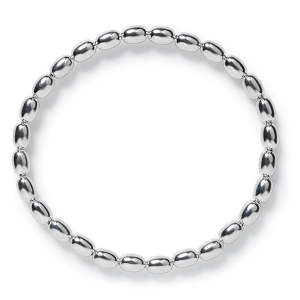 Rice Bead Stretch Bracelet in Sterling Silver, 6" Length