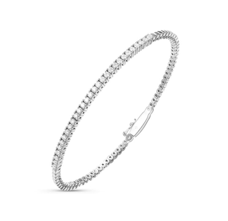 Diamond Flexible Bangle Bracelet in 14K White Gold
