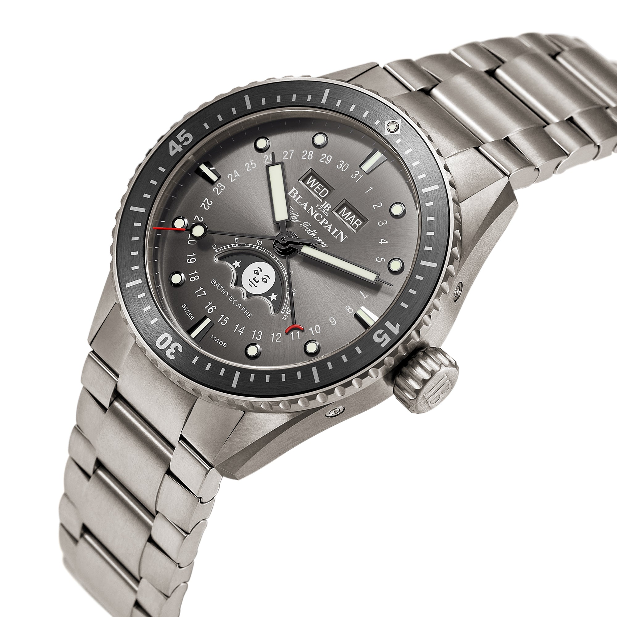 Blaincpain Fifty Fathoms Bathyscaphe Quantième Complet Phases de Lune Watch 5054 1210 98S