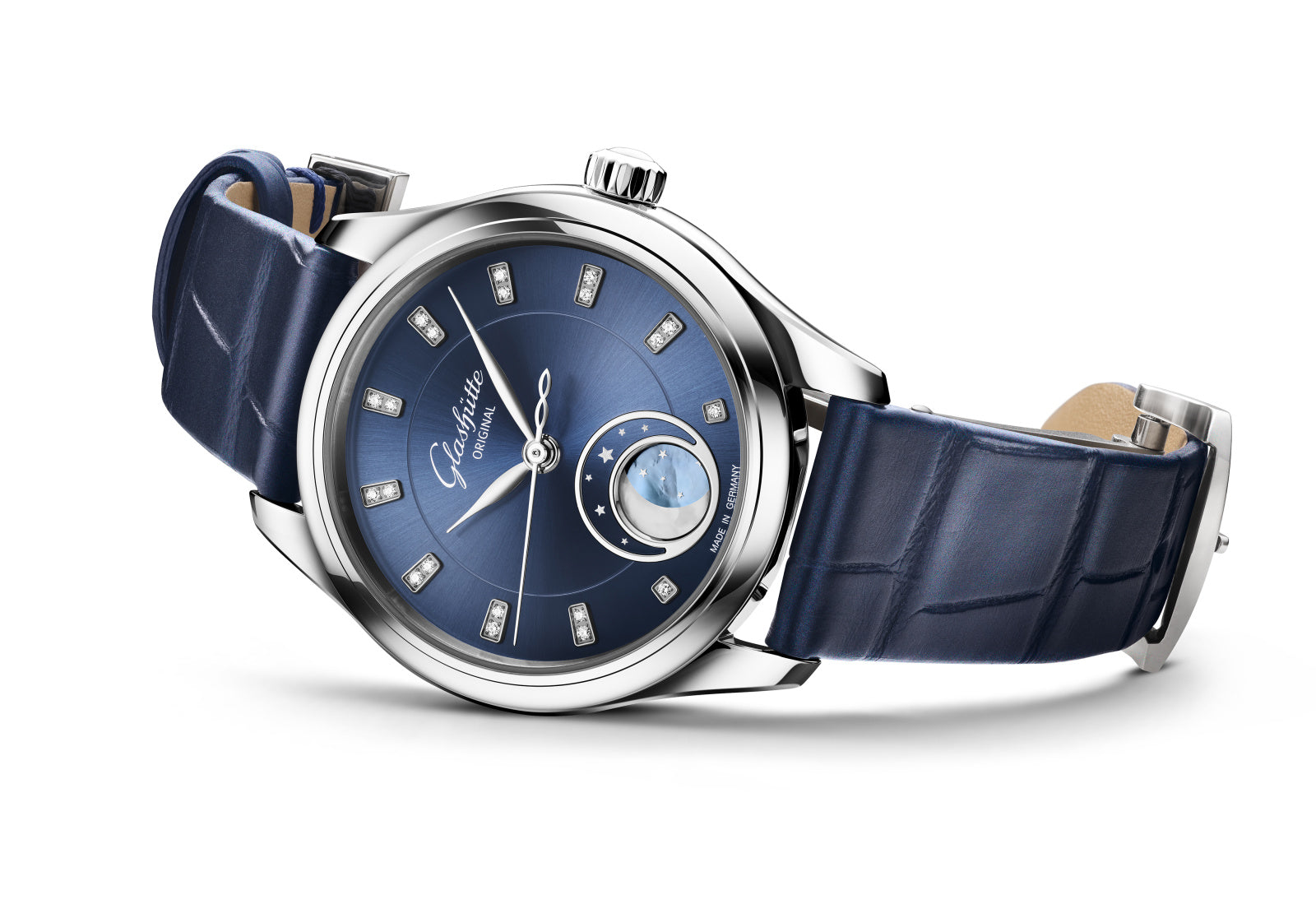 Glashutte Original Serenade Luna Watch with Blue Leather Strap