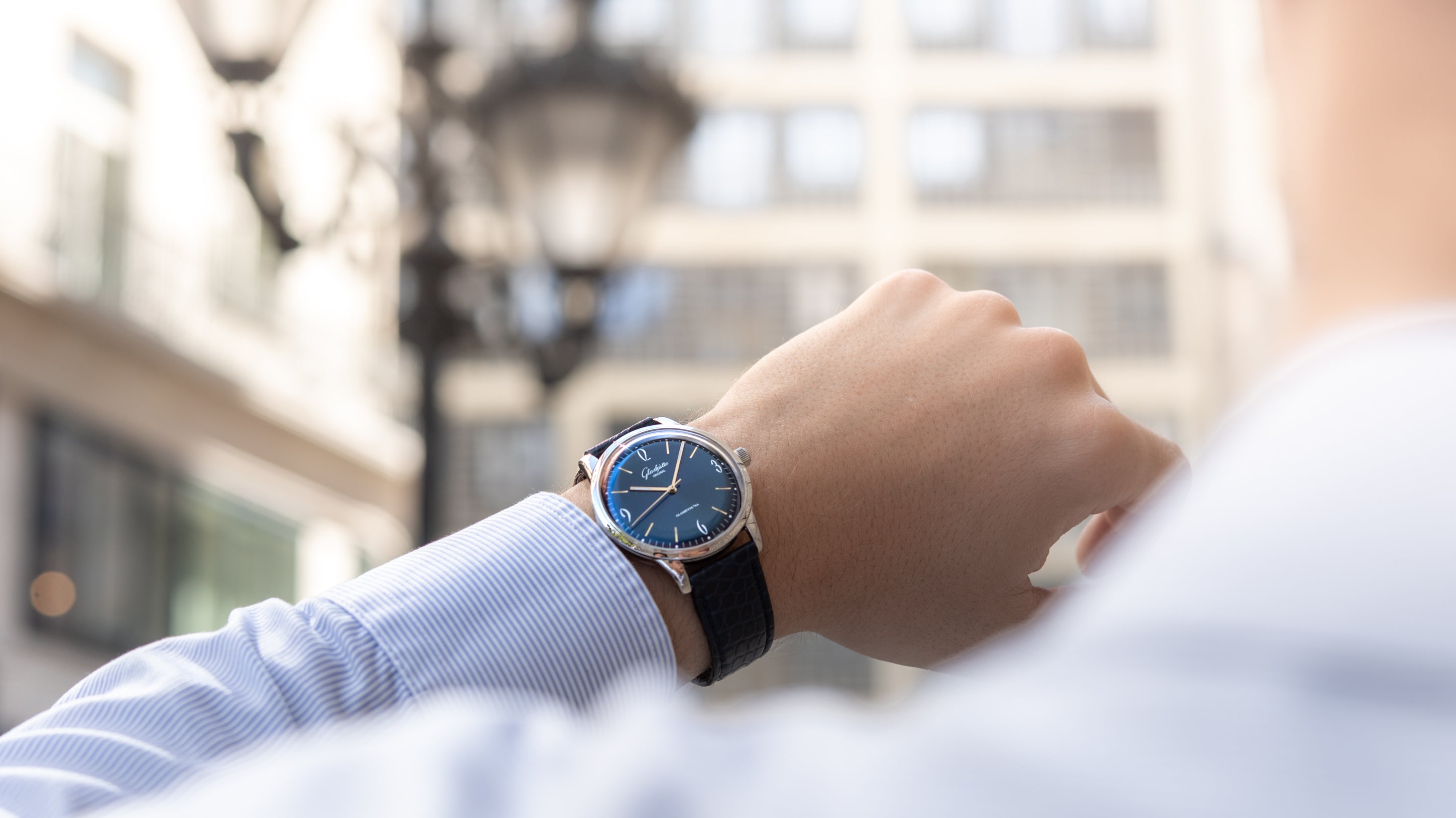 Glashutte Original Sixties Watch with Blue Alligator Strap