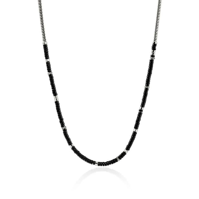 John Hardy Men's Black Onyx Heishi Slim Chain Necklace