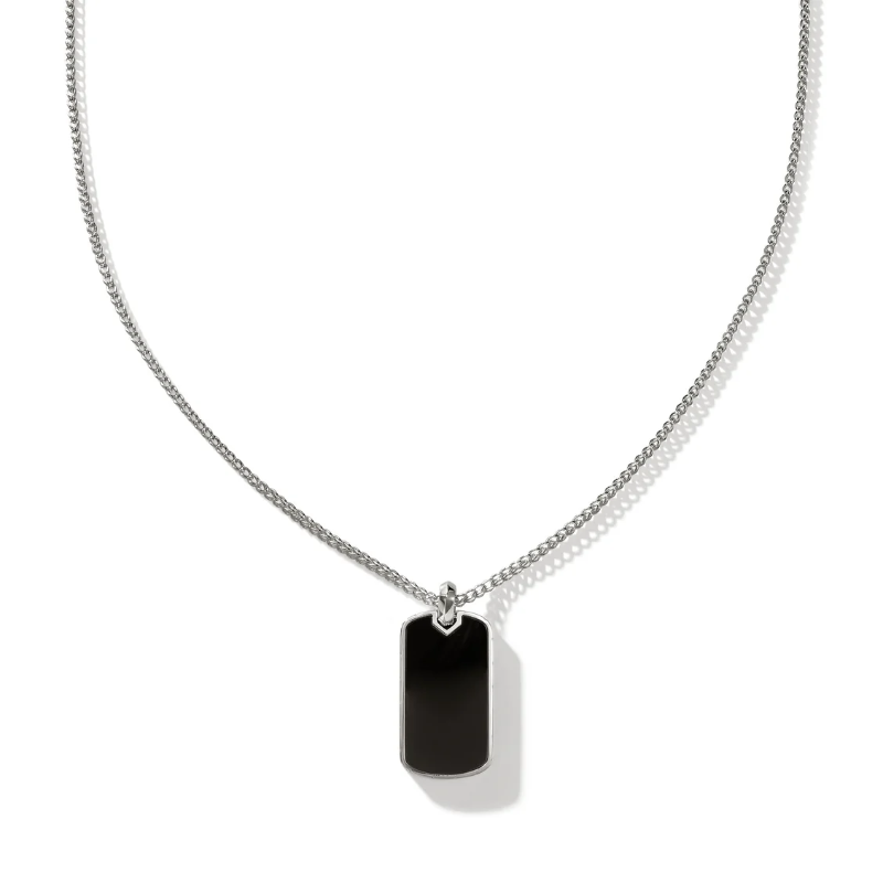 John Hardy Men's Black Onyx ID Tag Pendant Necklace