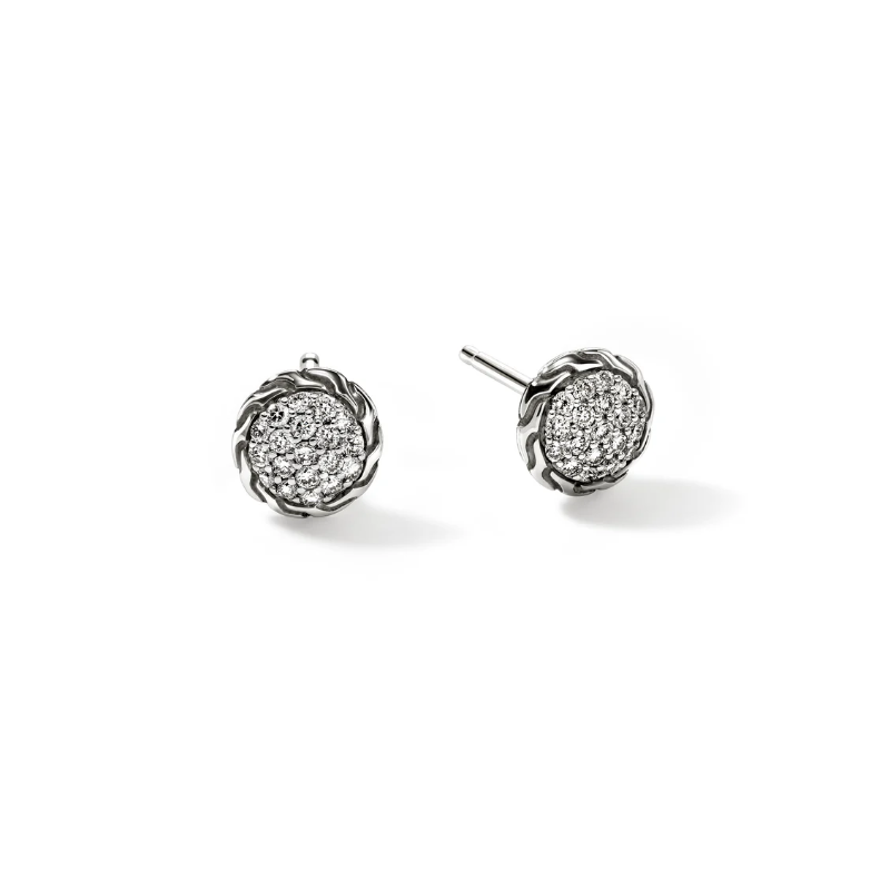 John Hardy Jh Essential Pavé Stud Earrings with Diamonds in Sterling Silver